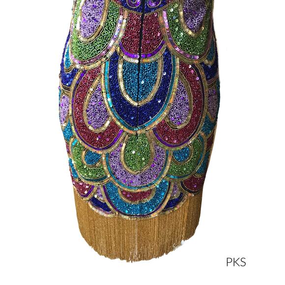 VTG Naeem Khan RIAZEE BOUTIQUE heavy beaded sequins mini sheath dress - Picture 7 of 8